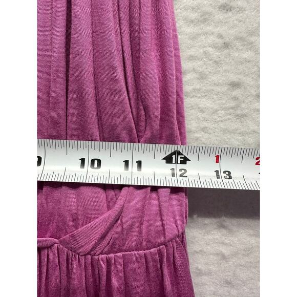 LOFT Empire Waist Faux Wrap Ruched Women Dress Pink Coquette Micromodal Beach - Picture 6 of 9